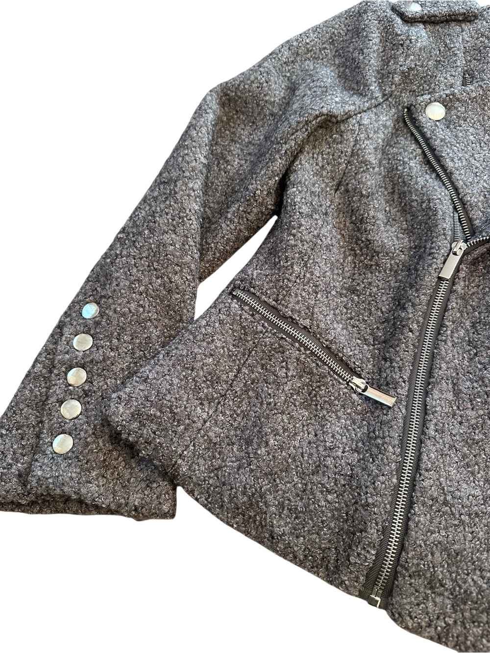 Luii Boucle Moto Jacket Gray size Large - Picture 6 of 14